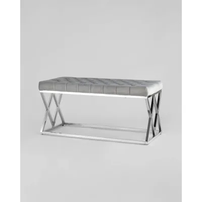 Банкетка-скамейка Стул Груп ИНСИГНИЯ, вельвет серый, сталь серебро BENCH-011-GR