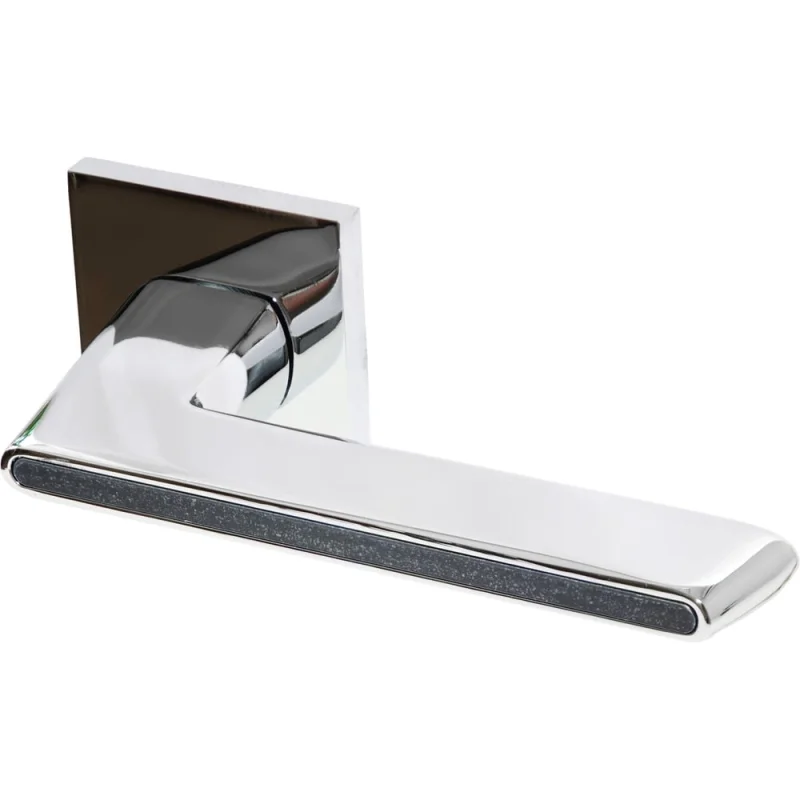 Ручка Doorlock DL Boho A51S Slim CP/Black полированный хром/черный, квадратная розетка, толщина двери 35-55 мм 73243