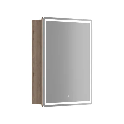 Зеркальный шкаф для ванной комнаты Sancos Mirror 590x150x740 мм, с LED подсветкой, цвет дуб галифакс натуральный MI60EG