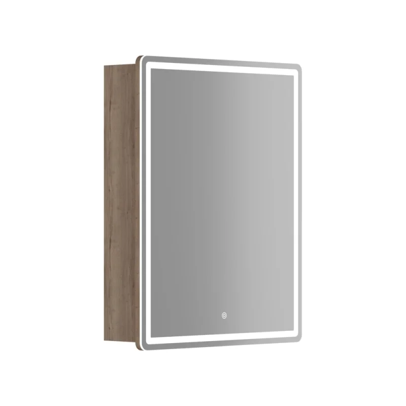 Зеркальный шкаф для ванной комнаты Sancos Mirror 590x150x740 мм, с LED подсветкой, цвет дуб галифакс натуральный MI60EG