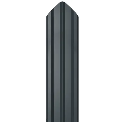 Штакетник односторонний М-образный 0,45 мм 100х1500 мм графитовый серый RAL 7024 фигурный срез