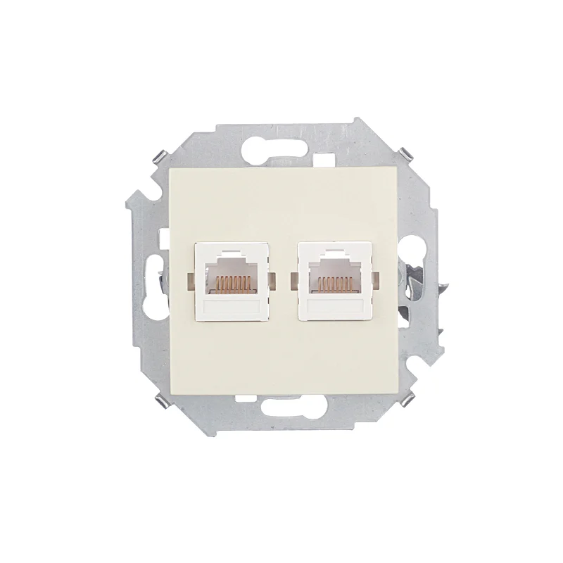 Розетка компьютерная Simon 15 встраиваемая слоновая кость 2хRJ45 (1591593-031)