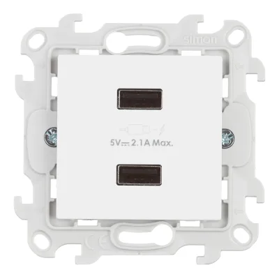 Розетка USB Simon 24 Harmonie встраиваемая белая 2хUSB-А (2411096-030)