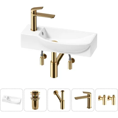 Комплект Wellsee 5 в 1 Lavinia Boho Bathroom Sink накладная/подвесная раковина 50x24 см 20216147R