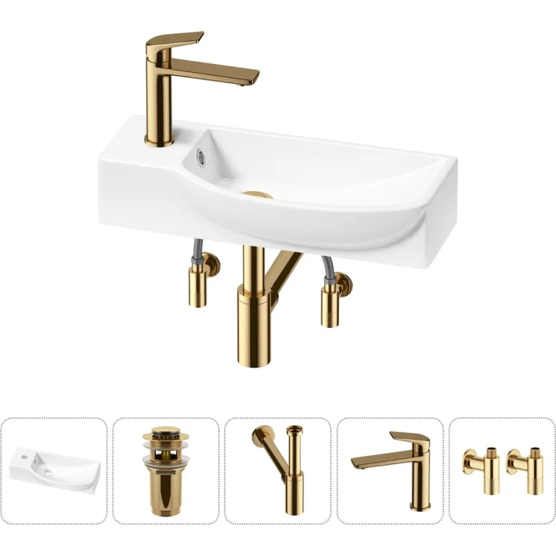 Комплект Wellsee 5 в 1 Lavinia Boho Bathroom Sink накладная/подвесная раковина 50x24 см 20216147R