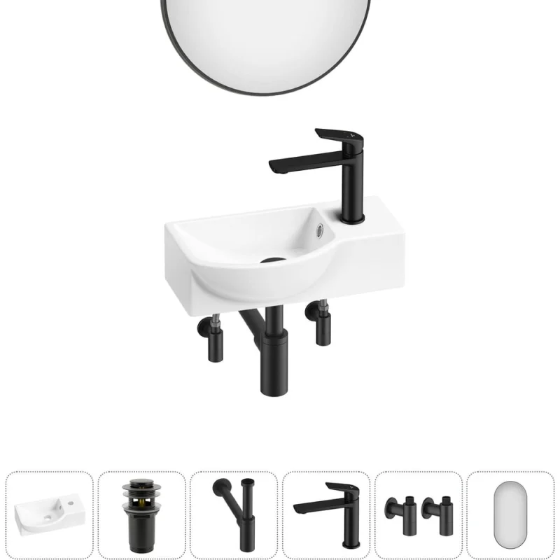 Комплект Wellsee 6 в 1 Lavinia Boho Bathroom Sink накладная/подвесная раковина 40x23 см 20219612R