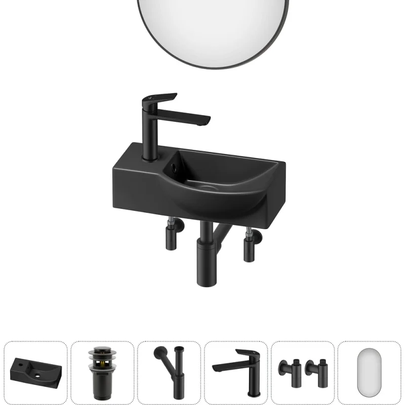 Комплект 6 в 1 Wellsee Lavinia Boho Bathroom Sink накладная/подвесная раковина 40x23 см 20219606R
