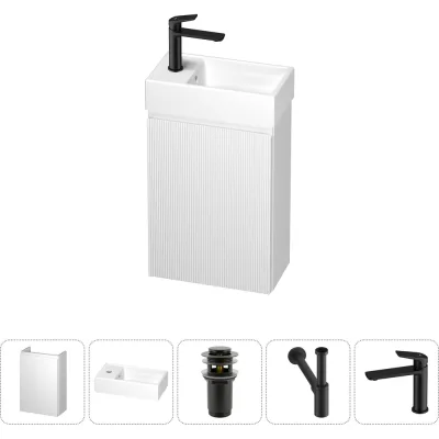 Комплект подвесной тумбы с раковиной для ванной и туалета Wellsee WC Area в наборе 5 в 1 20216876R