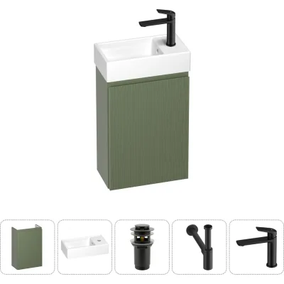 Комплект подвесной тумбы с раковиной для ванной и туалета Wellsee WC Area в наборе 5 в 1 20216870R