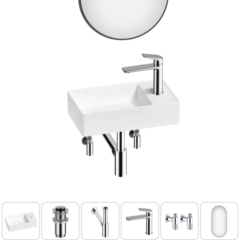Мини-раковина для ванной комнаты или туалета Wellsee WC Area в наборе 6 в 1 20218111R