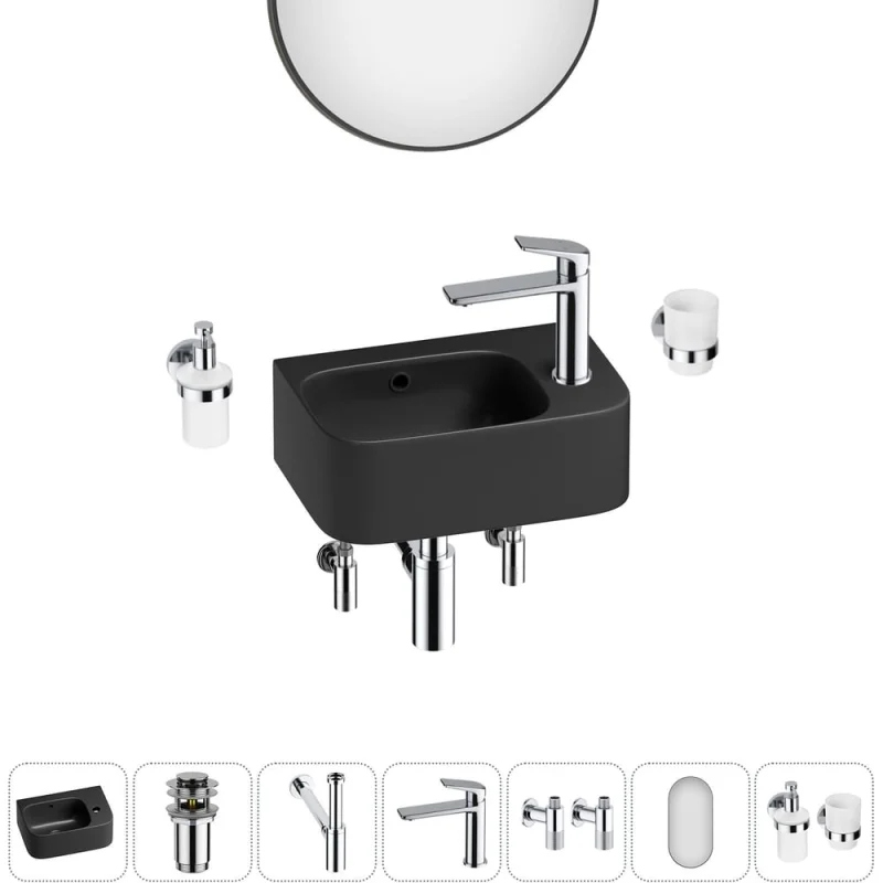Комплект Wellsee 7 в 1 Lavinia Boho Bathroom Sink накладная/подвесная раковина 37x25 см 20219874R