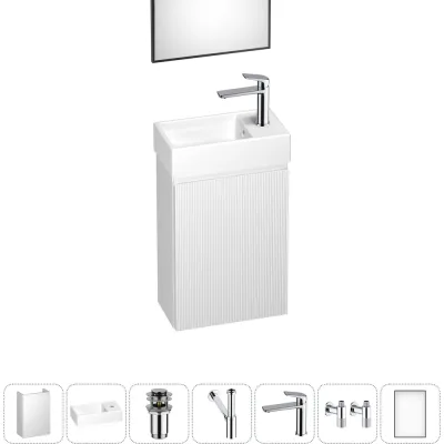 Комплект подвесной тумбы с раковиной для ванной и туалета Wellsee WC Area в наборе 7 в 1 20216901R