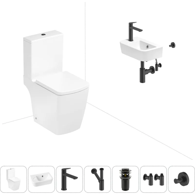 Безободковый напольный унитаз Lavinia Boho Aveo Compacto Rimless в комплекте 7 в 1 202008826