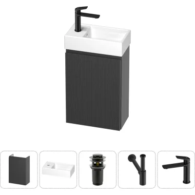 Комплект подвесной тумбы с раковиной для ванной и туалета Wellsee WC Area в наборе 5 в 1 20216877R
