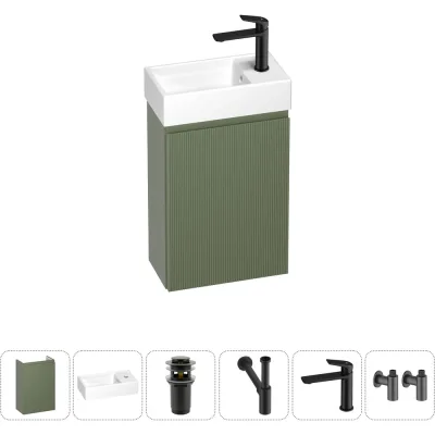 Комплект подвесной тумбы с раковиной для ванной и туалета Wellsee WC Area в наборе 6 в 1 20216890R