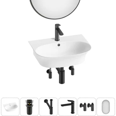Комплект 6 в 1 Wellsee Bathroom Sink накладная/подвесная раковина 55x43 см состоит 20219934R