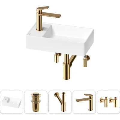 Мини-раковина для ванной комнаты или туалета Wellsee WC Area в наборе 5 в 1 20213808R
