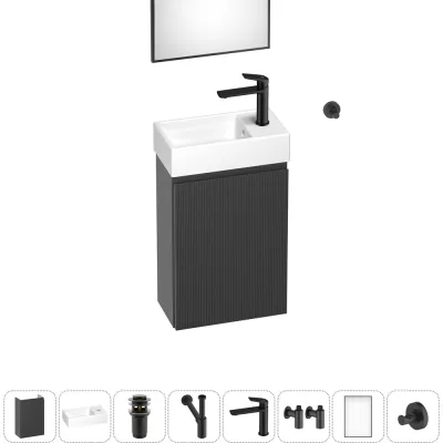 Комплект подвесной тумбы с раковиной для ванной и туалета Wellsee WC Area в наборе 8 в 1 20216927R