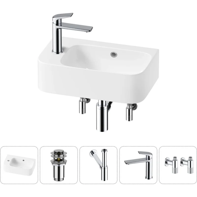 Комплект Wellsee 5 в 1 Lavinia Boho Bathroom Sink накладная/подвесная раковина 45x27 см 20216481R