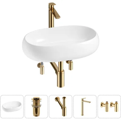 Комплект Wellsee 5 в 1 Lavinia Boho Bathroom Sink накладная раковина 56x33 см 20215093R