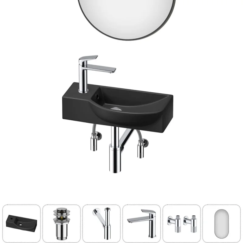 Комплект Wellsee 6 в 1 Lavinia Boho Bathroom Sink накладная/подвесная раковина 45x24 см 20219633R
