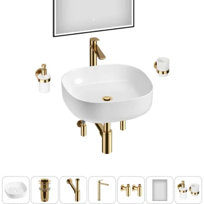 Набор Wellsee 7 в 1 Belle Spa 3.0 накладная раковина 45x45 см 20218509R