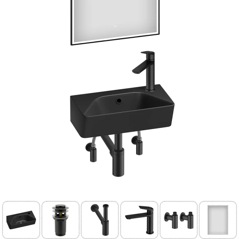 Комплект Wellsee 6 в 1 Lavinia Boho Bathroom Sink накладная/подвесная раковина 40x22 см 20219802R