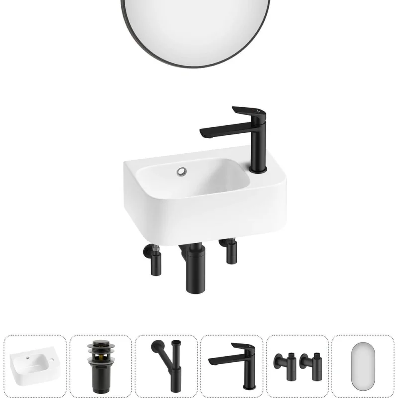 Комплект Wellsee 6 в 1 Lavinia Boho Bathroom Sink накладная/подвесная раковина 37x25 см 20219864R