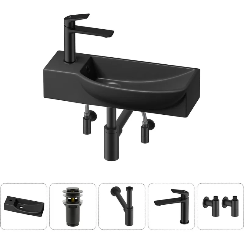 Комплект Wellsee 5 в 1 Lavinia Boho Bathroom Sink накладная/подвесная раковина 50x24 см 20216159R