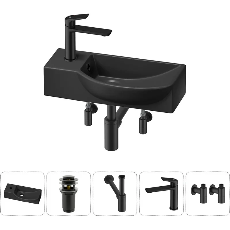 Комплект Wellsee 5 в 1 Lavinia Boho Bathroom Sink накладная/подвесная раковина 45x24 см 20216103R