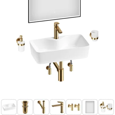 Комплект Wellsee 7 в 1 Lavinia Boho Bathroom Sink накладная раковина 54x30 см 20219359R