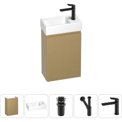 Комплект подвесной тумбы с раковиной для ванной и туалета Wellsee WC Area в наборе 5 в 1 20216868R