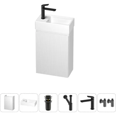 Комплект подвесной тумбы с раковиной для ванной и туалета Wellsee WC Area в наборе 6 в 1 20216896R