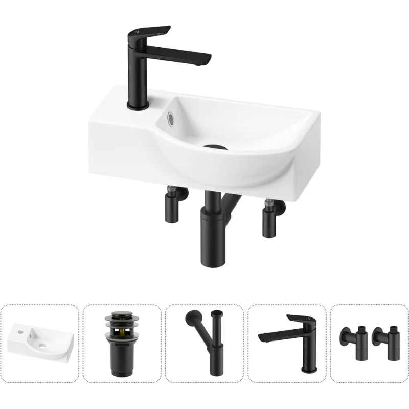 Комплект Wellsee 5 в 1 Lavinia Boho Bathroom Sink накладная/подвесная раковина 40x23 см 20216034R