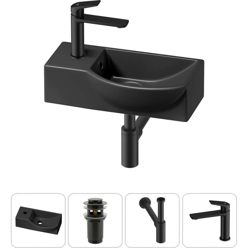Комплект Wellsee 4 в 1 Lavinia Boho Bathroom Sink накладная/подвесная раковина 40x23 см 20216044R