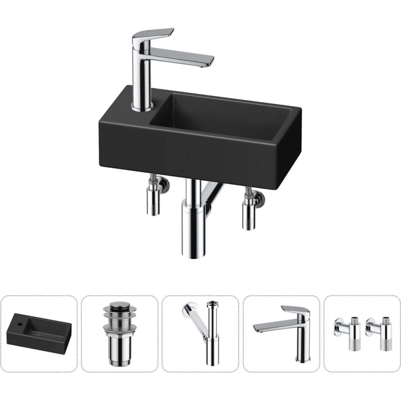 Комплект Wellsee 5 в 1 Lavinia Boho Bathroom Sink накладная/подвесная раковина 40x20 см 20216018R