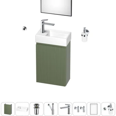 Комплект подвесной тумбы с раковиной для ванной и туалета Wellsee WC Area в наборе 9 в 1 20216955R