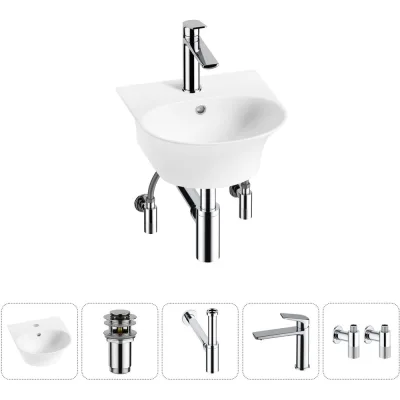 Комплект Wellsee 5 в 1 Lavinia Boho Bathroom Sink накладная/подвесная раковина 34x36 см 20216649R