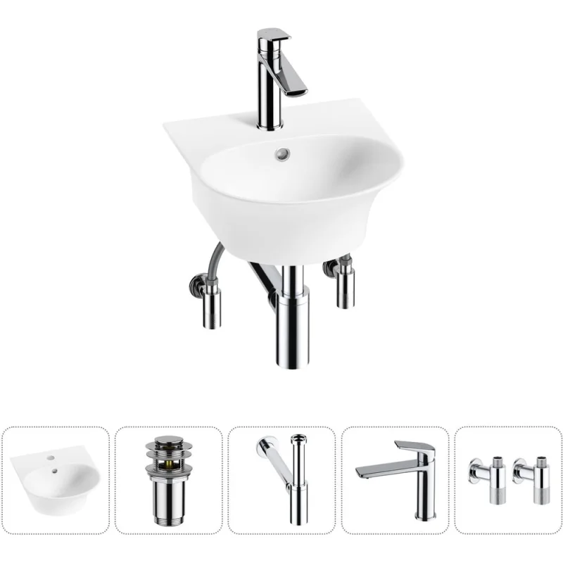 Комплект Wellsee 5 в 1 Lavinia Boho Bathroom Sink накладная/подвесная раковина 34x36 см 20216649R