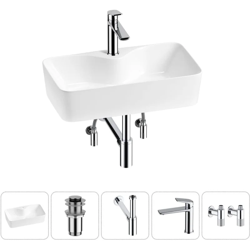 Комплект Wellsee 5 в 1 Lavinia Boho Bathroom Sink накладная раковина 54x30 см 20215283R