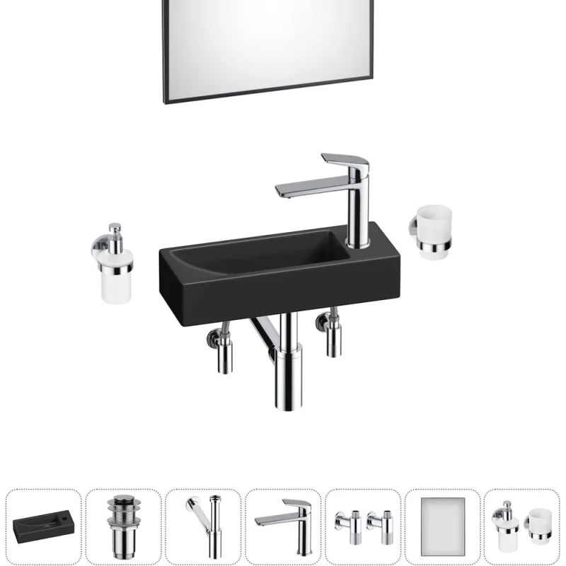Комплект Wellsee 7 в 1 Lavinia Boho Bathroom Sink накладная/подвесная раковина 38x14 см 20219566R