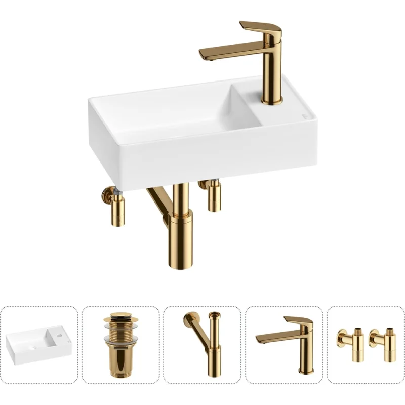 Мини-раковина для ванной комнаты или туалета Wellsee WC Area в наборе 5 в 1 20213640R