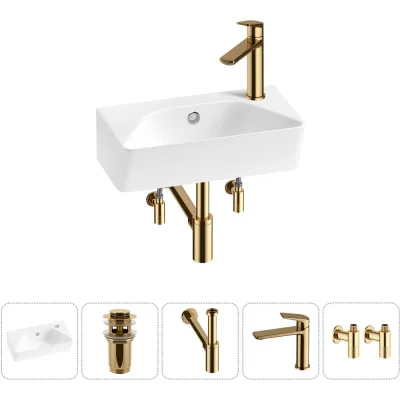 Комплект Wellsee 5 в 1 Lavinia Boho Bathroom Sink накладная/подвесная раковина 40x22 см 20216427R