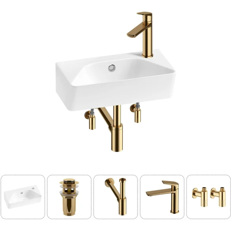 Комплект Wellsee 5 в 1 Lavinia Boho Bathroom Sink накладная/подвесная раковина 40x22 см 20216427R