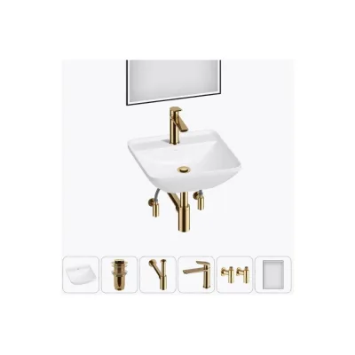 Набор Wellsee 6 в 1 Cute Twin S накладная раковина 43x43 см 20218965R