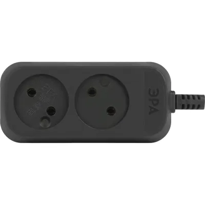 Колодка ЭРА kx2b 2 розетки без зазeмления, черная Б0061660