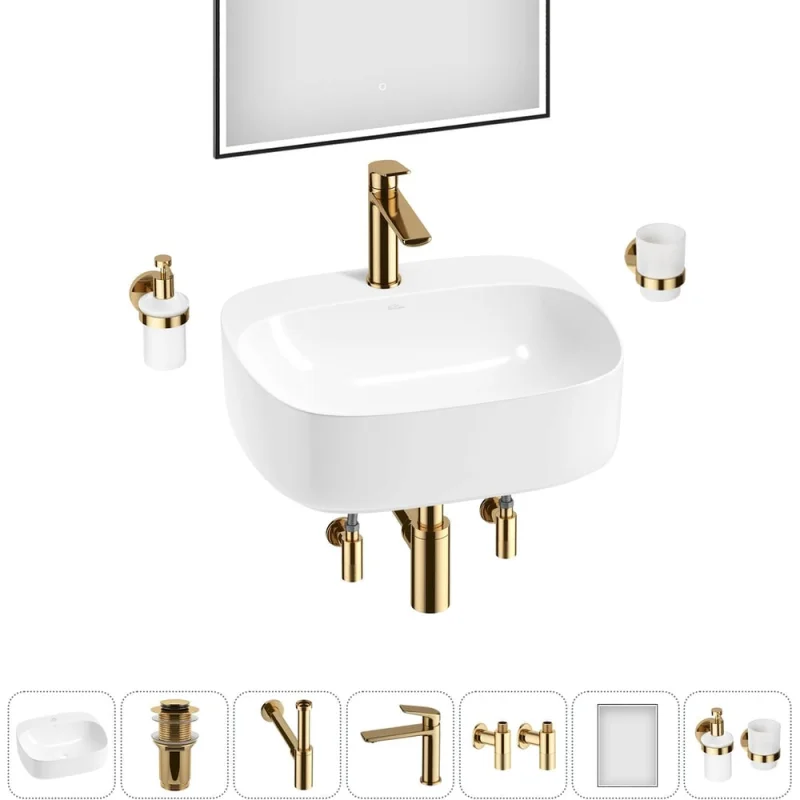 Набор Wellsee 7 в 1 Ideal накладная раковина 50x42 см 20218705R
