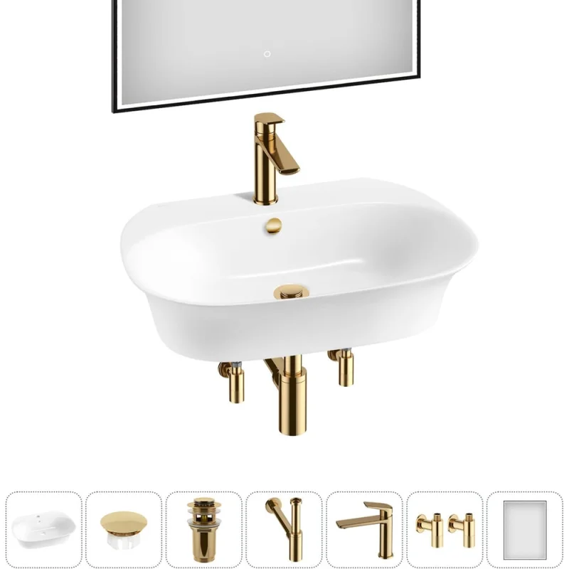 Набор Wellsee 7 в 1 Excellence Pro накладная/подвесная раковина 65x46 см 20219052R