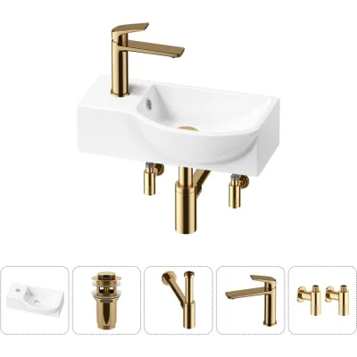 Комплект Wellsee 5 в 1 Lavinia Boho Bathroom Sink накладная/подвесная раковина 40x23 см 20216035R