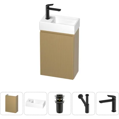 Комплект подвесной тумбы с раковиной для ванной и туалета Wellsee WC Area в наборе 5 в 1 20216878R